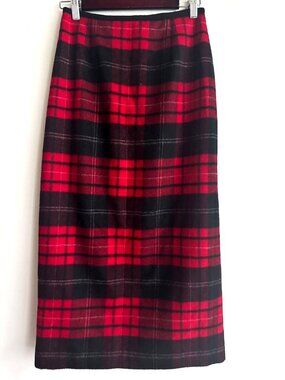 Talbots Petites Black Red 100% Wool Maxi Pencil Skirt 4P